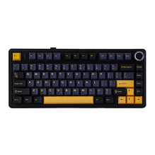 Teclado mec&aacute;nico Aula F75 inal&aacute;mbrico, 70%, triple conexi&oacute;n, Reaper switch, gasket 7 niveles, RGB, negro/amarillo &ndash; 8500-0014
