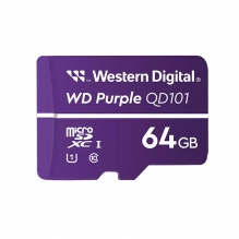 Memoria Micro SDXC Western Digital Purple SC Ultra Endurance 64GB, Clase 10, 50/40MB/s,  Tecnologia 3D NAND de 96 Capas, Optimizada para Cámaras de Videovigilancia 24/7 -  WDD064G1P0C