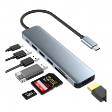 Hub WTDD USB C, 7 en 1 Adaptador Tipo C Multipuertor con 4K HDMI,3 USB Puertos 3.0, USB C 100W PD Carga, Lector de Tarjetas SD/Micro SD para MacBook Pro