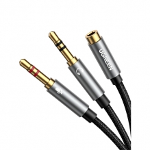 Adaptador UGREEN Cable de Divisor de 2 Clavijas de Auricular/Micrófono Separadas 3.5mm Macho a Mic y Audio 3.5mm Hembra para Auriculares, Carcasa de Aluminio - B073ZDDTH2