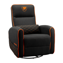 Sofá Gamer COUGAR FIDOM, reclinable, giratorio, balanceo, soporte lumbar, negro/naranja – CGR-FDF-ORB