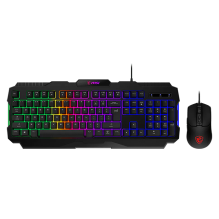 Combo Teclado y Mouse Gamer MSI FORGE GK100 COMBO US, Al&aacute;mbrico USB 2.0, Teclado RGB de Membrana, Mouse 6400 DPI, Ingl&eacute;s, Negro &ndash; FORGE GK100 COMBO US