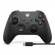 Control Inalámbrico Xbox Carbon Black + Cable USB-C | Xbox Series X|S | Xbox One | PC | Android | iOS