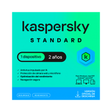Kaspersky Standard, 1 Dispositivo, Suscripci&oacute;n 24 Meses, Licencia Digital ESD &ndash; KL1041ZDADS