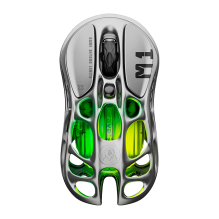 Mouse Gamer Inal&aacute;mbrico GravaStar Mercury M1 Pro Gunmetal Gray, PAW3395, 26,000 DPI, 2.4 GHz/Bluetooth 5.1/USB-C, RGB &ndash; GRAVASTAR M1 PRO_GRY