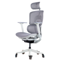 Silla Gamer Munfrost NEO, reclinable, soporte lumbar ajustable, ruedas tipo pat&iacute;n, hasta 180 kg, blanco/gris con morado - MFMSINEW