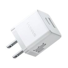 Cargador de Pared Baseus, 30W, USB-C + USB-A, Carga R&aacute;pida, Blanco &ndash; P1011160B213-00