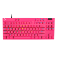 Teclado Mecánico Gamer Logitech PRO X TKL RAPID, Alámbrico, Inglés, Rosa - 920-013133