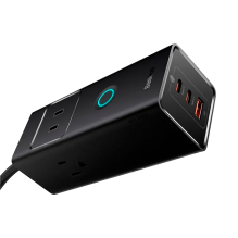 Cargador de Escritorio Baseus PowerStrip, 6 Puertos, 3 AC + 2 USB-C + 1 USB-A, 30W, Cable 1.5 m, Negro &ndash; PSLA030101