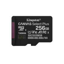Tarjeta de Memoria microSD Kingston Canvas Select Plus Gen3, 256GB, microSDXC, UHS-I U1, V10, A1, 150 MB/s &ndash; SDCS3/256GB