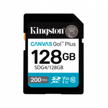 Memoria SD Kingston SDXC Canvas Go Plus, 128GB, UHS-I, V30, Clase 10 - SDG4/128GB