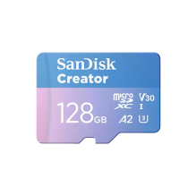 Memoria microSD SanDisk Creator 128GB, microSDXC, UHS-I U3, V30, A2, 190/90 MB/s, 4K y 5.3K &ndash; SDSQXAA-128G-GN6MS