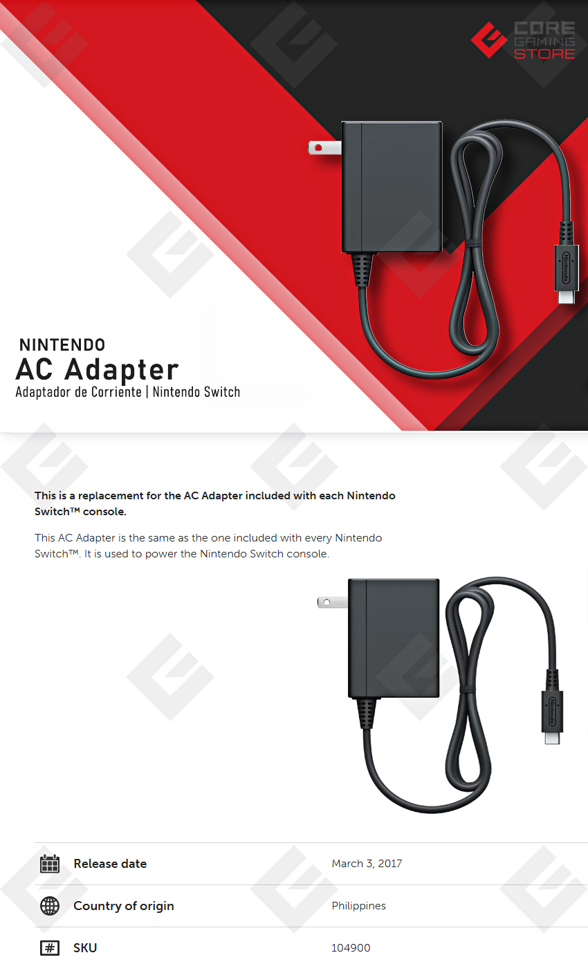 Nintendo Switch Adaptador de Corriente - Standard Edition 