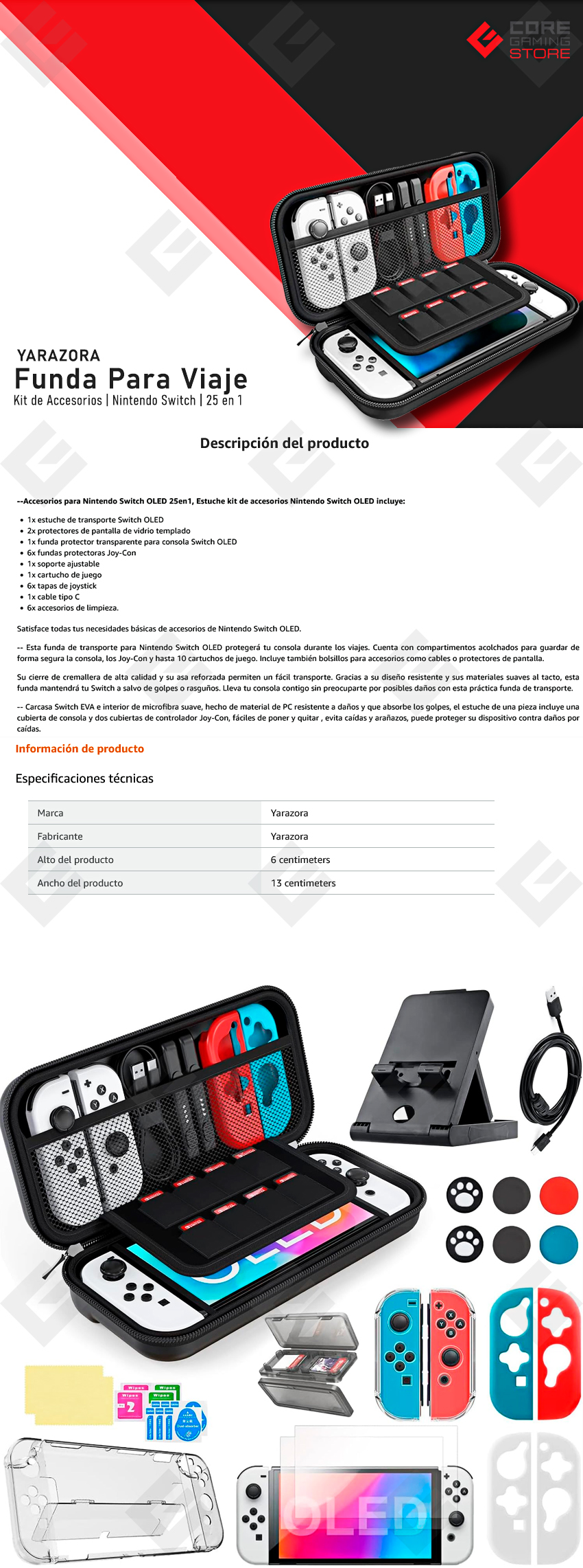 Estuche de Viaje para Nintendo Switch con accesorios 25 en 1 - B0CQ2J1RQ4