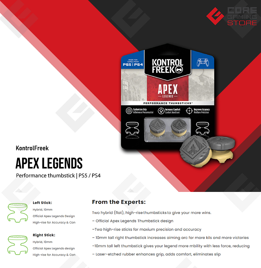 KontrolFreek Apex Legends Predator Edition para PS4 y PS5 | Performance Thumbsticks | 2 High-Rise de 10 mm | Diseño Oficial Apex Legends