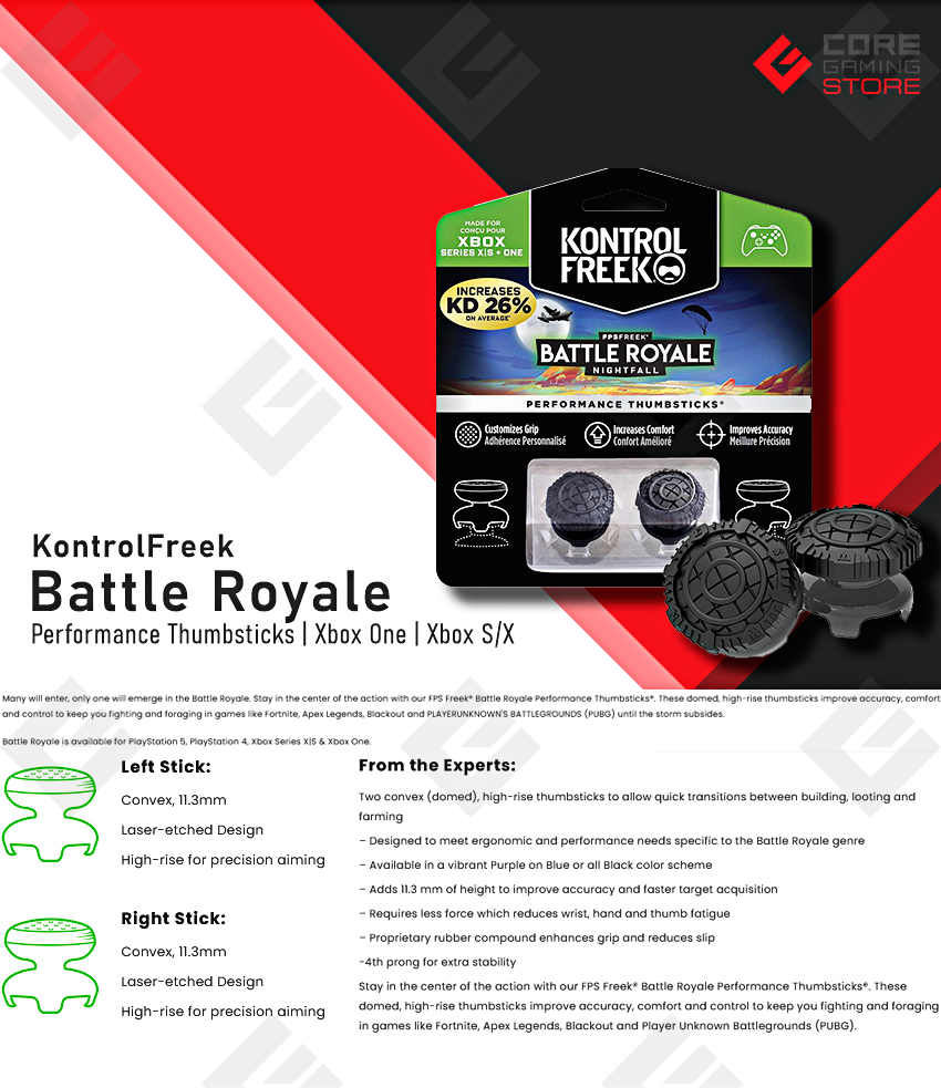 KontrolFreek - Battle Royale: Nightfall - para Xbox One y Xbox Series X/S  | Performance Thumbsticks | 2 Alturas elevadas, Versátil | Negro