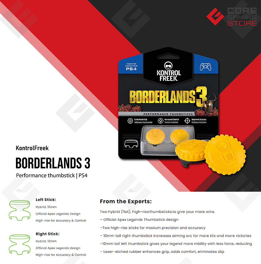 KontrolFreek - Borderlands 3 Claptrap - para PS4 y PS5 | Performance Thumbsticks | 2 Mid-Rise Convex | Amarillo