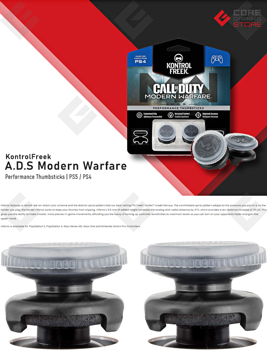 KontrolFreek  - Call Of Duty: Modern Warfare - para Ps4 y Ps5 | Performance Thumbsticks | 2 Alturas elevadas, Versátil | Gris