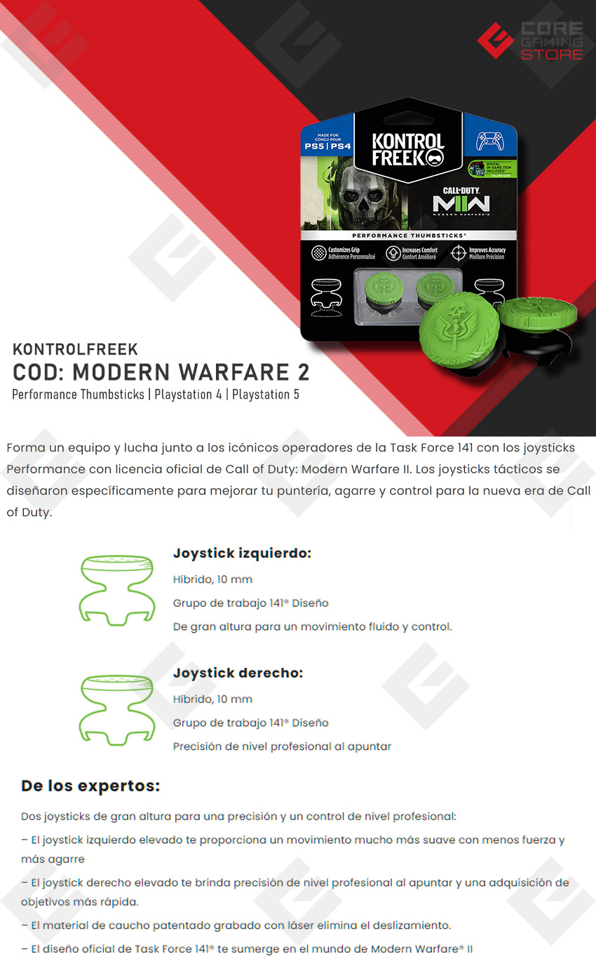 KontrolFreek - Call Of Duty: Modern Warfare II - para Ps4 y Ps5, Performance Thumbsticks, 2 Alturas elevadas, Versátil