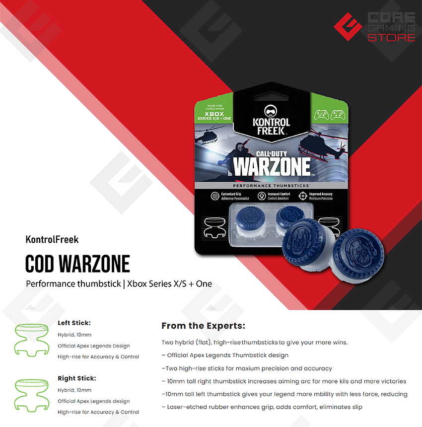 KontrolFreek - Call of Duty: Warzone - para Xbox One y Series X|S | Performance Thumbsticks | 2 Alturas Elevadas, Precisión Máxima | Azul/Gris