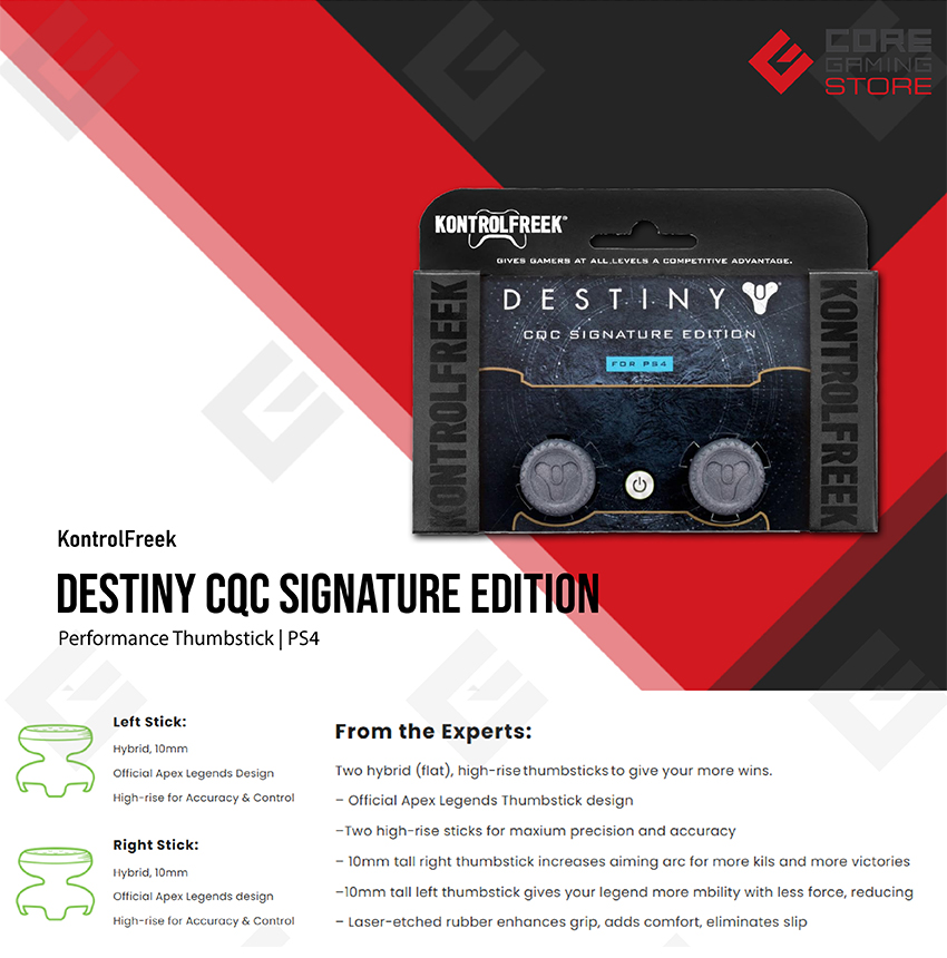 KontrolFreek - Destiny CQC Signature Edition - para PS4 | Performance Thumbsticks | 2 Alturas Medias, Agarre Mejorado | Plata/Negro