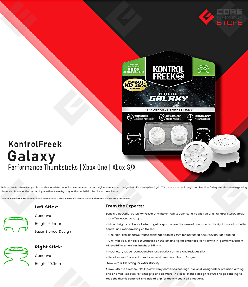 KontrolFreek FPS Freek Galaxy para Xbox One y Xbox Series X/S | Performance Thumbsticks | 2 Alturas elevadas, Versátil | Blanco