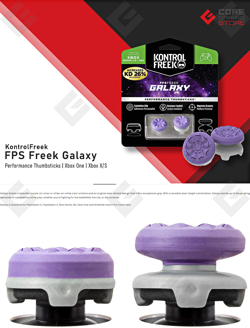 KontrolFreek FPS Freek Galaxy para Xbox Series X/S | Performance Thumbsticks | 2 Alturas elevadas, Cóncavo | Morado
