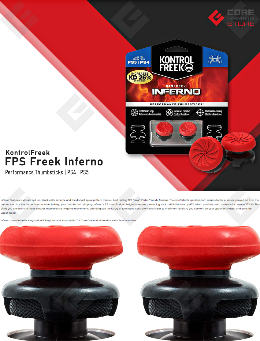 KontrolFreek FPS Freek Inferno para PS4 y PS5 | Performance Thumbsticks | 2 Alturas elevadas, Versátil | Blanco