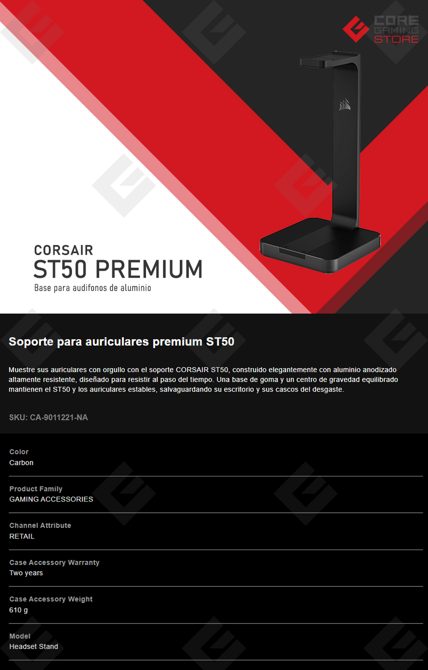 Base para audifonos Corsair ST50 Premium Aluminio - CA-9011221-NA