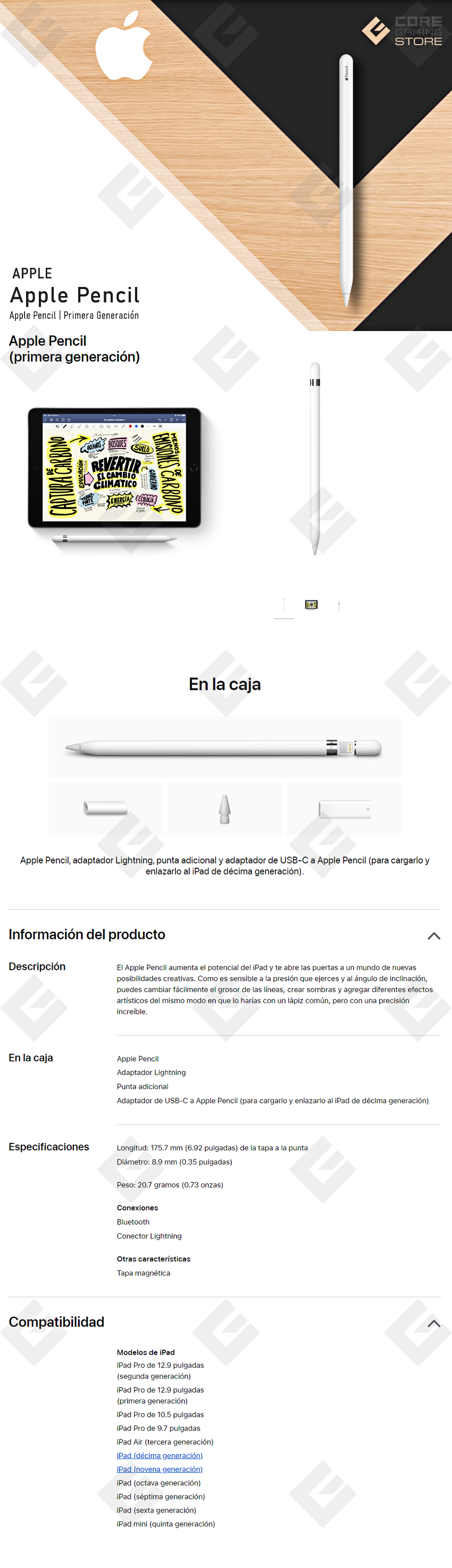 Apple Pencil (Primera Generación) - MQLY3BE/A 