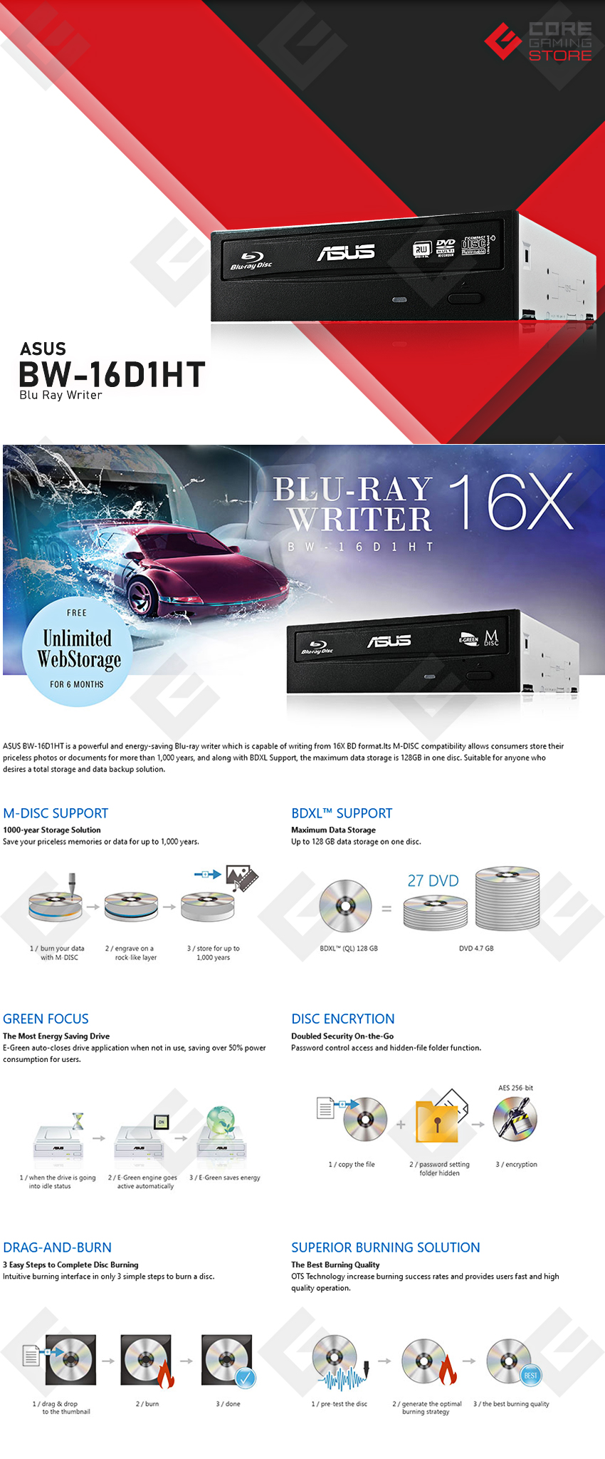 Blu-Ray Writer Asus BW-16D1HT