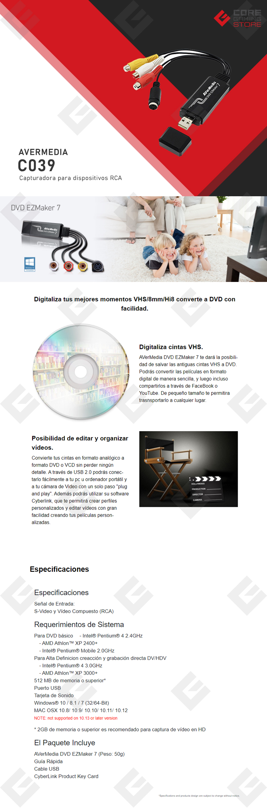 Capturadora de Video AVerMedia DVD EZMaker 7 - C039