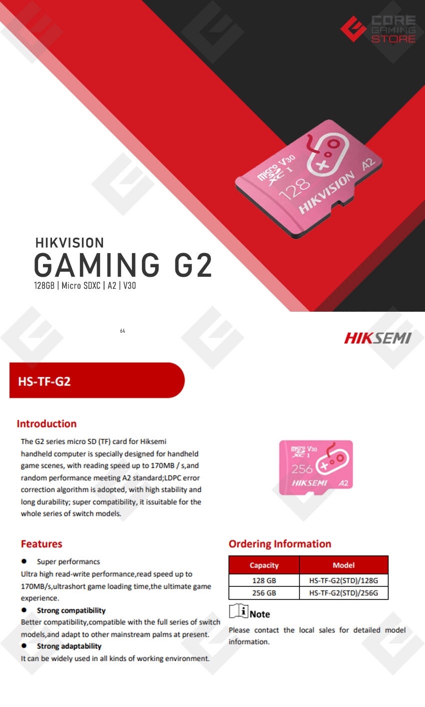 Memoria Micro SDXC Hikvision Gaming A2 128GB - HS-TF-G2(STD)/128G
