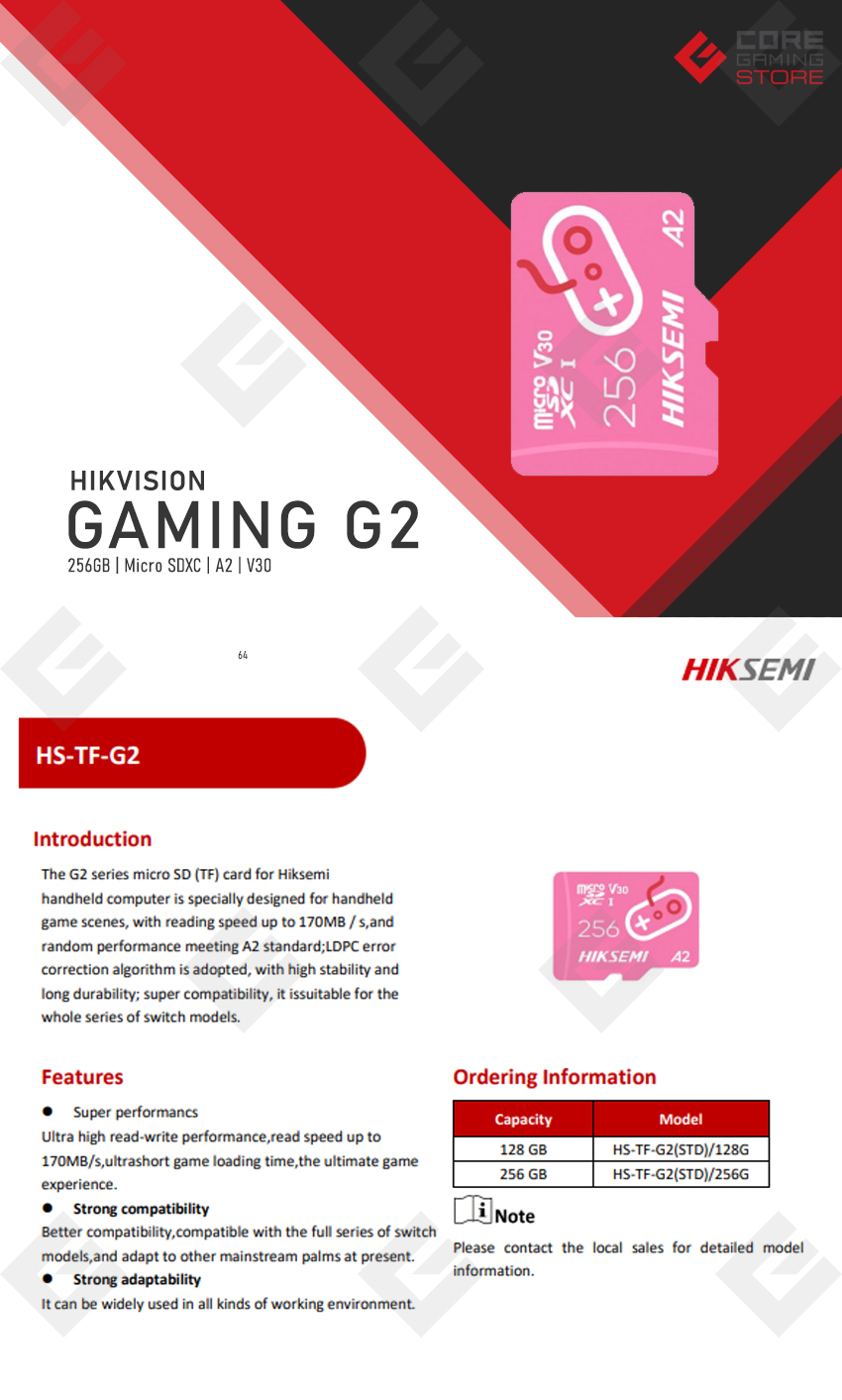 Memoria Micro SDXC Hikvision Gaming A2 256GB - HS-TF-G2(STD)/256G