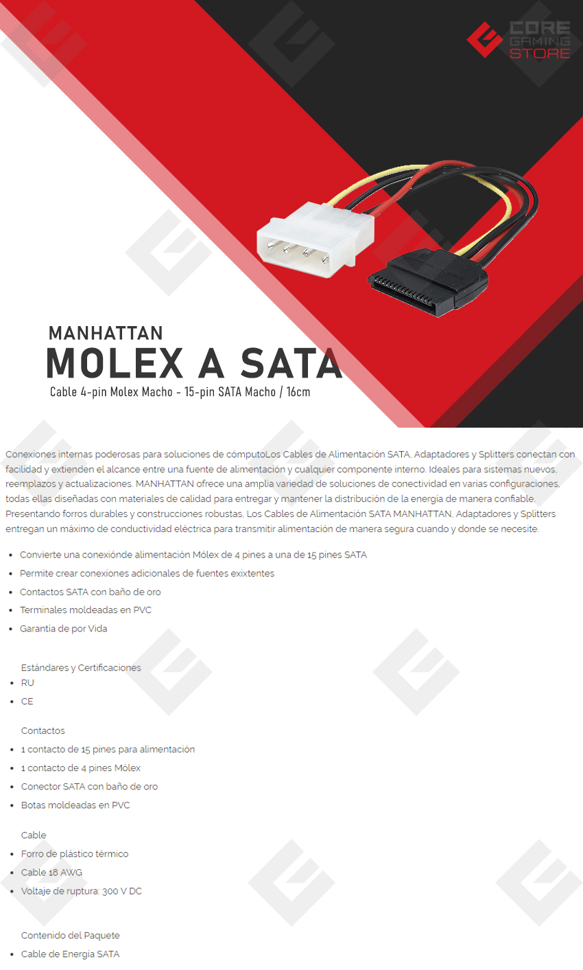 Cable de Corriente Molex a SATA Manhattan - 342766