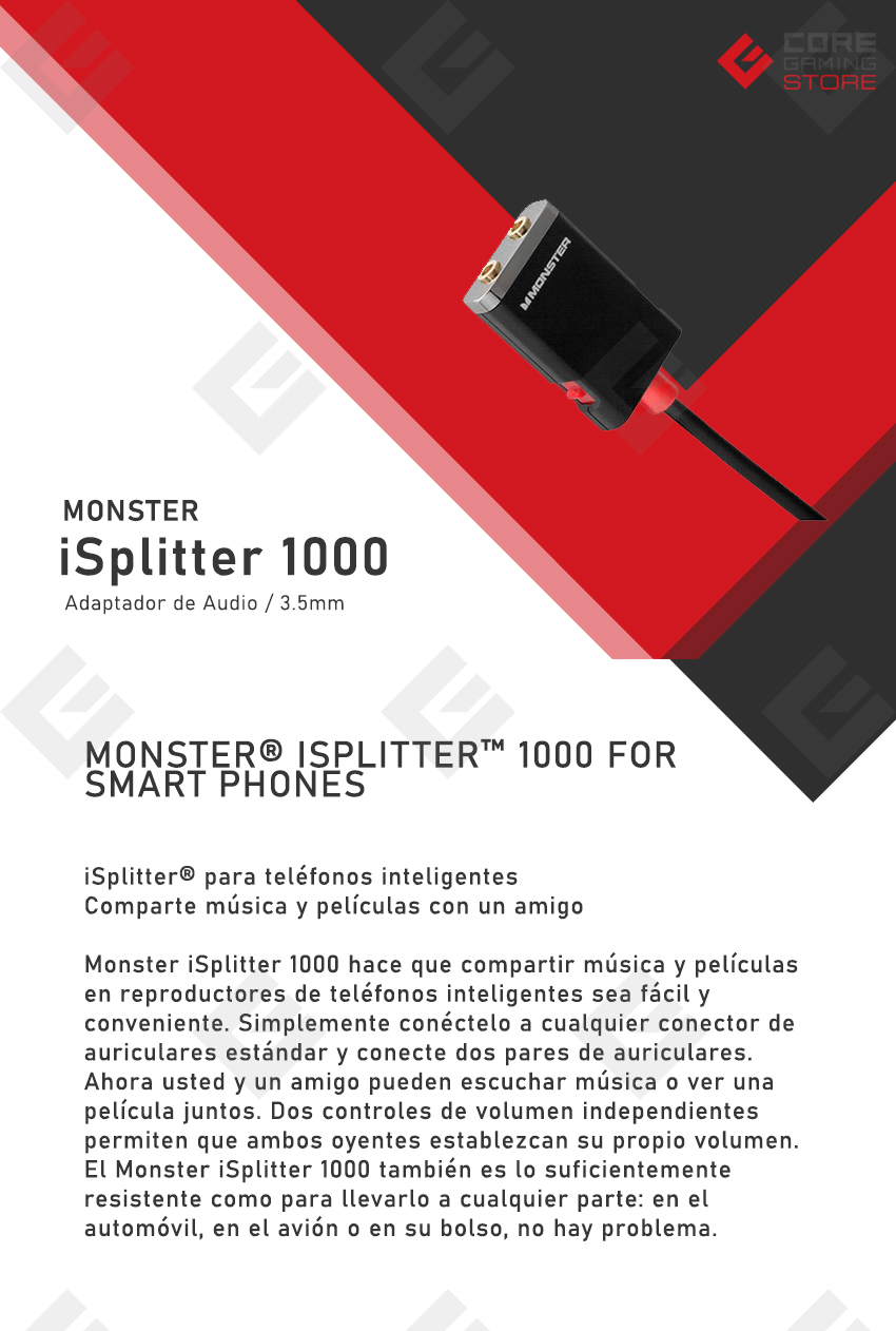 Divisor de audio Monster iSplitter 1000, MBL-1000-Y-SPLIT V2