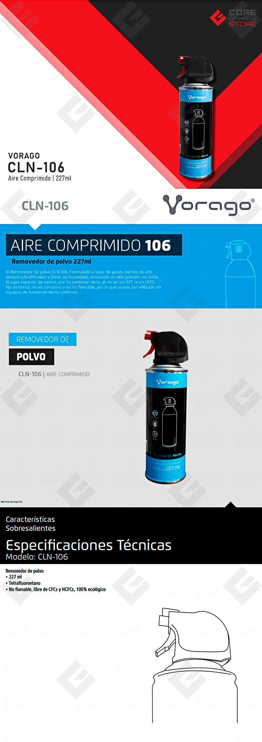 Aire Comprimido Vorago CLN-106 227ml