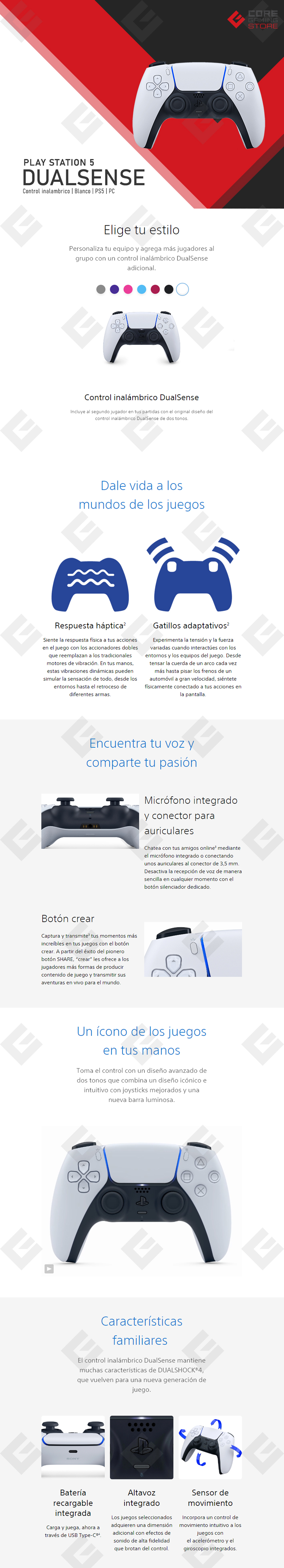 Control Inalámbrico DualSense Blanco | Play Station 5 | PS5
