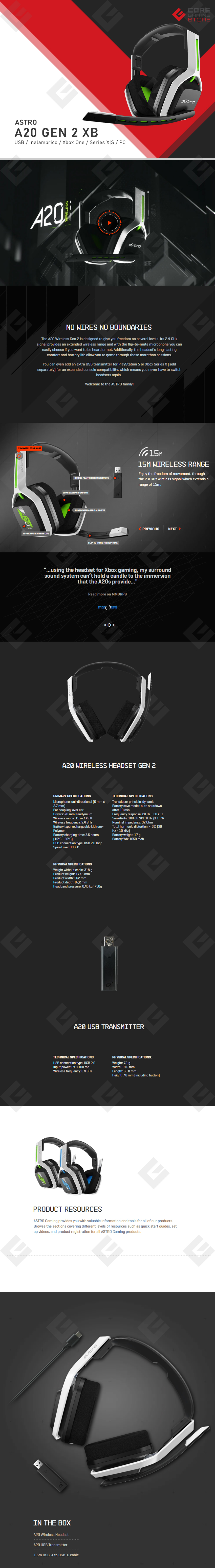 Auriculares Gaming con Micrófono Inalámbricos Astro A20 para Xbox Series X, S,  Xbox One, PC/Mac