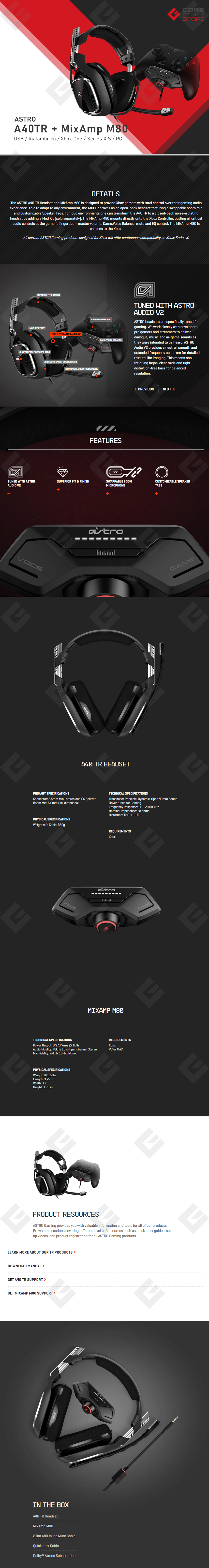 Diadema Astro A40 TR Headset + MixAmp M80, Xbox One / Series X|S - (Logitech)