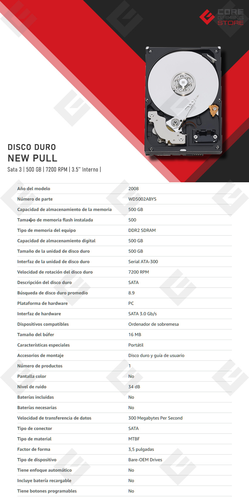 Disco Duro Seagate 500GB SATA 3.5", HDD - ST3500830SCE