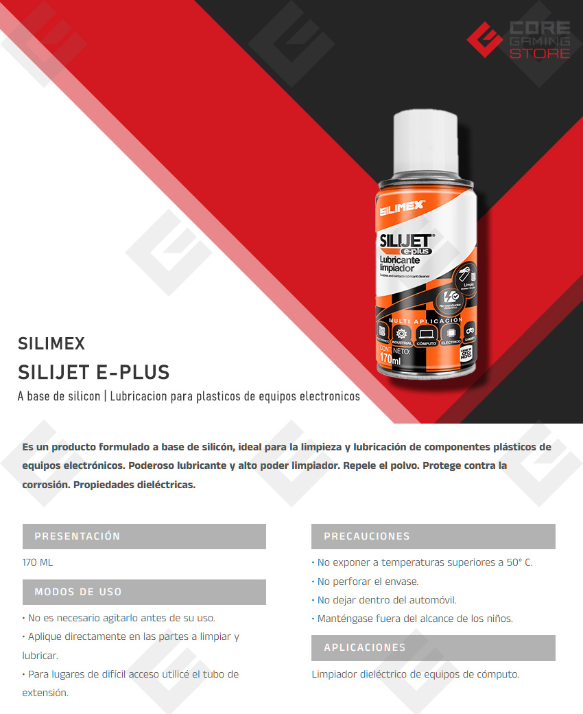 Silijet E-plus Silimex, Base de silicón, Lubricación de componentes plasticos, 170ml - 750300219602