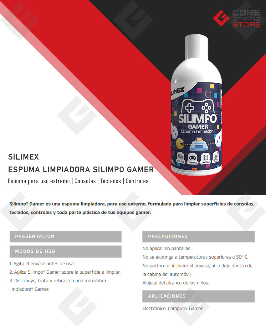 Espuma limpiadora Silimpo Gamer Silimex, Espuma limpiadora, Uso externo - 7503018454139