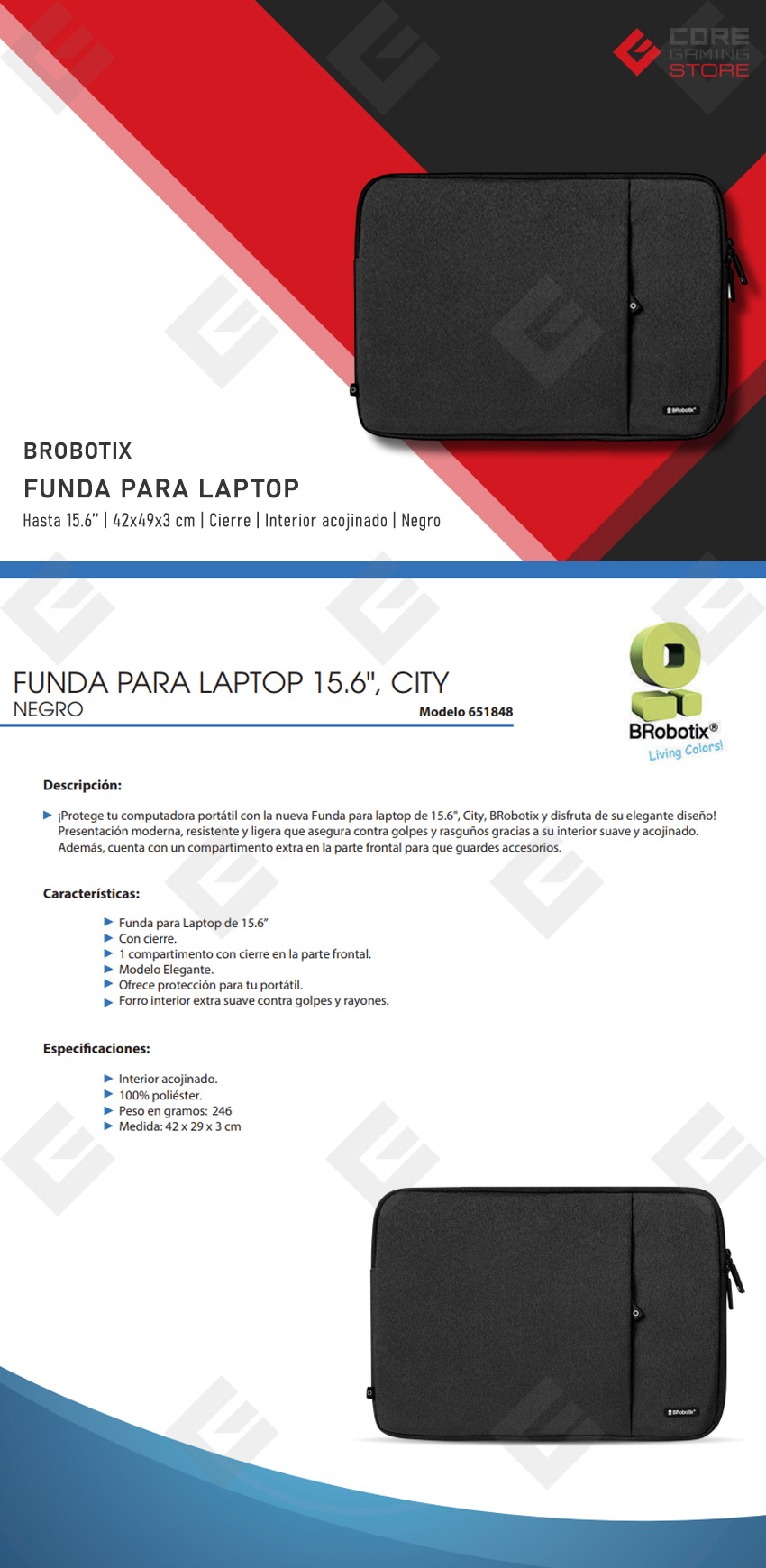 Funda Universal para Laptop BRobotix, Interior acojinado, 15.6'' - 651848