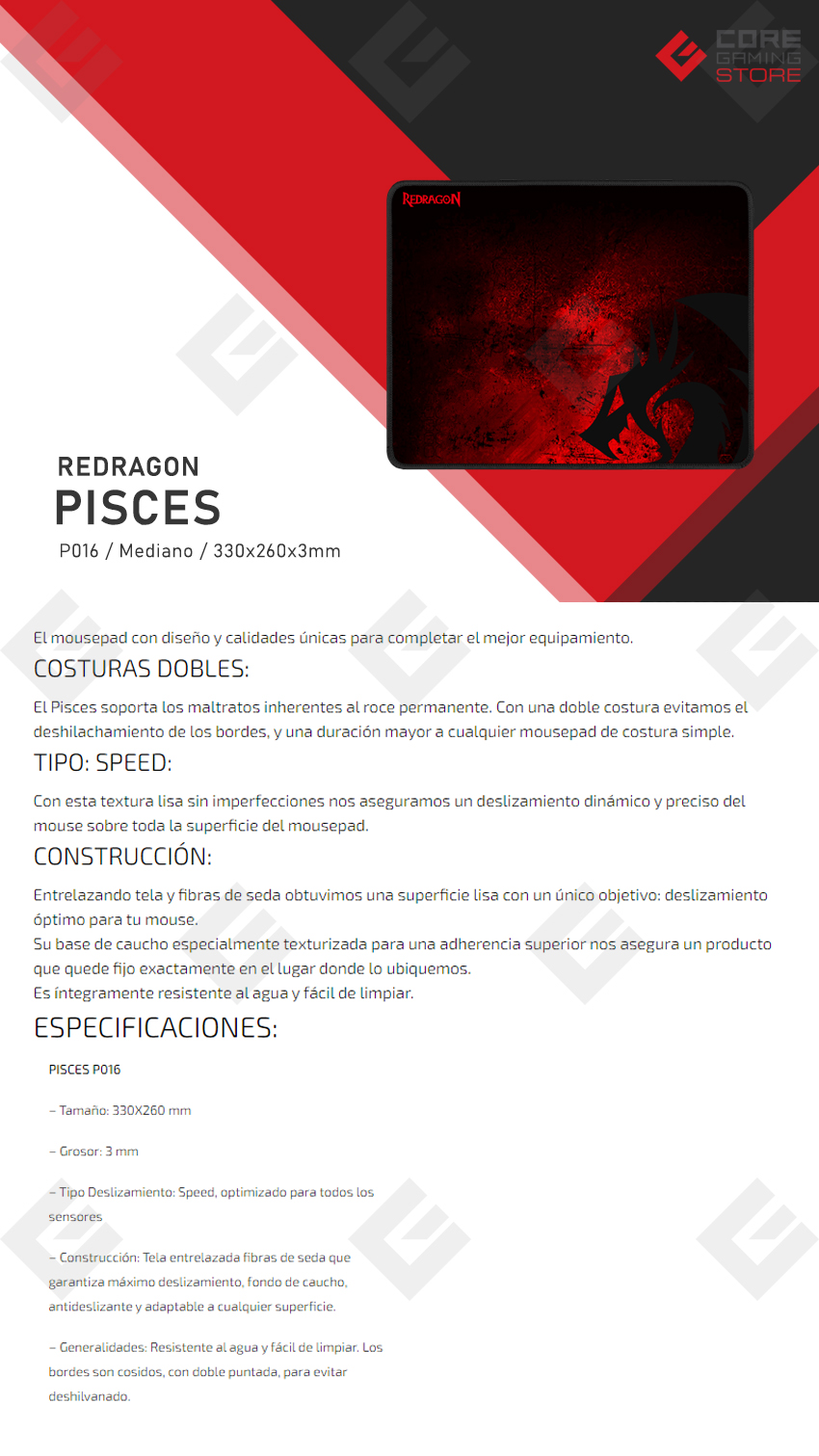 Mousepad Gamer Redragon Pisces P016 - 330 x 260 x 3mm