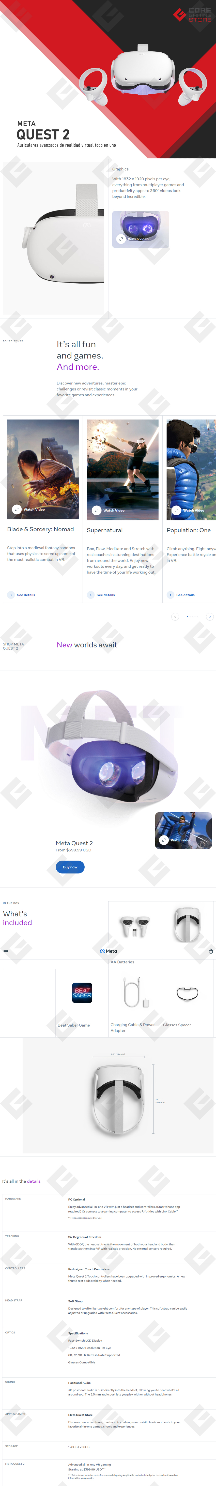 Lentes de Realidad Virtual Meta Quest 2 | 128GB | All-In-One - 899-00182-02
