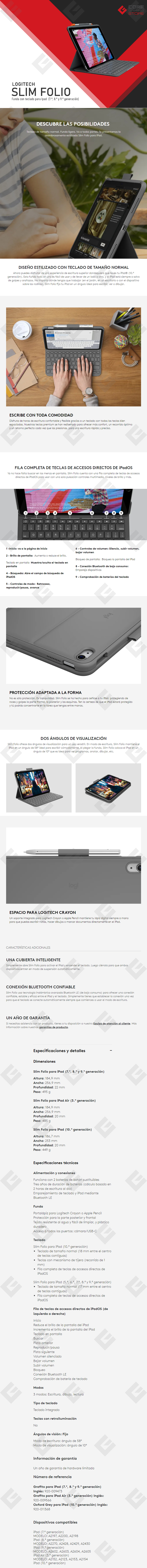 Funda Rugged Folio de Logitech con teclado para el iPad (9.ª
