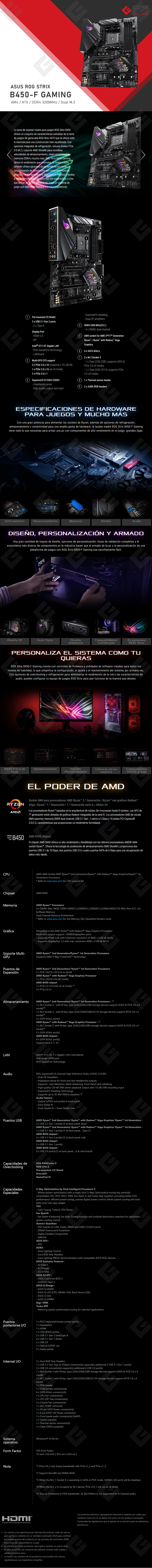 Tarjeta Madre Asus ROG Strix B450-F Gaming, ATX, AM4, DDR4 3200Mhz OC, Dual M.2, Crossfire
