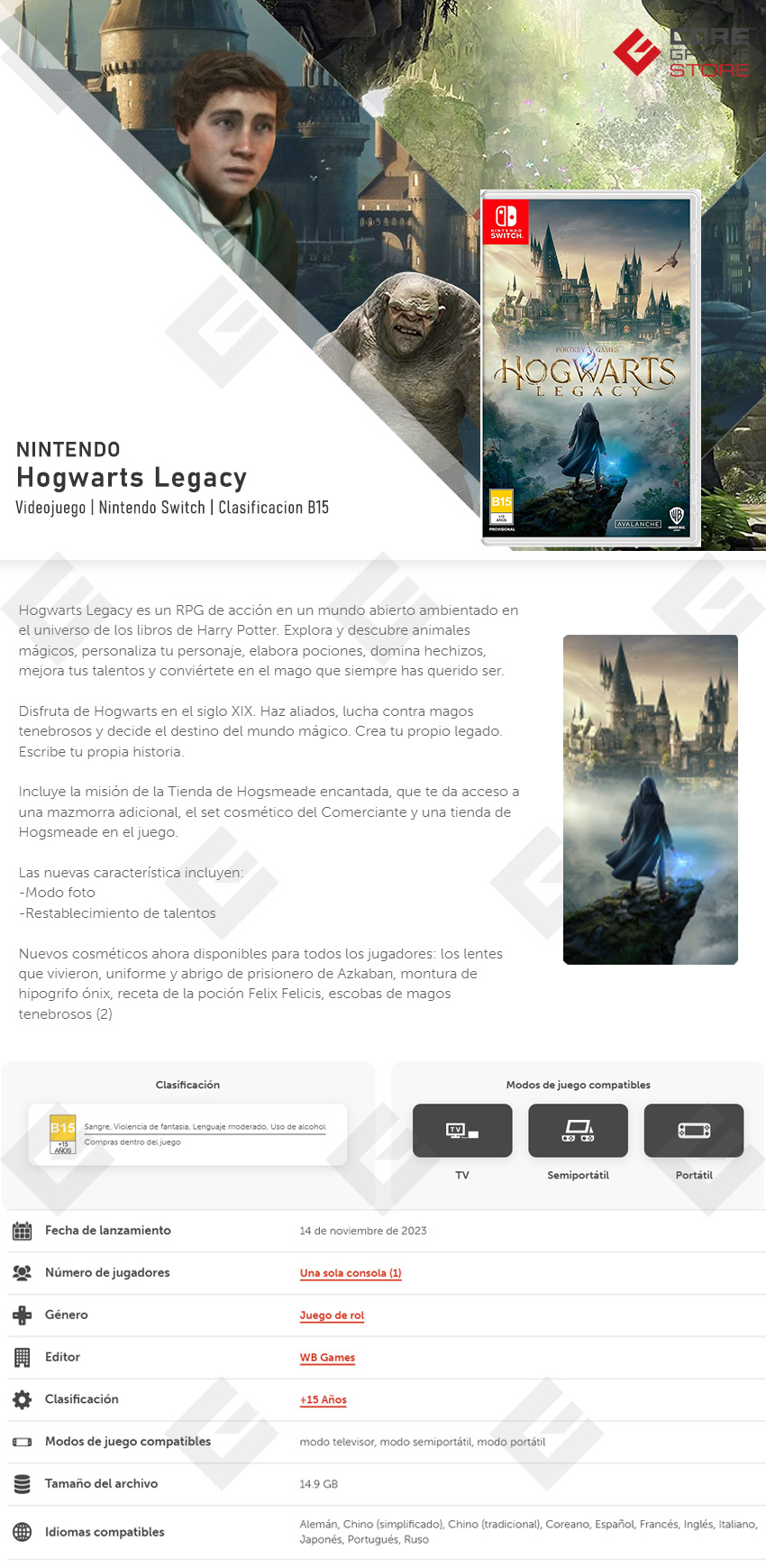 Videojuego Hogwarts Legacy, Standard Edition, para Nintendo Switch