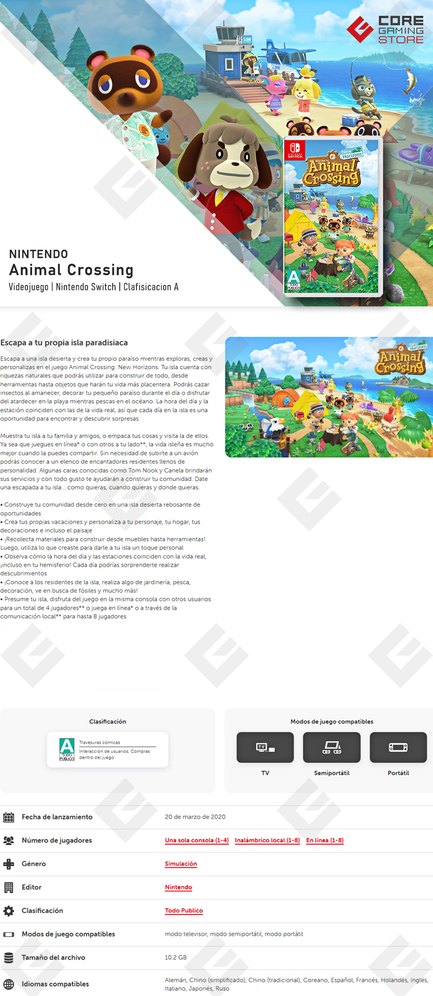 Videojuego Animal Crossing | Standard Edition | para Nintendo Switch - HAC-P-ACBAA-MEX